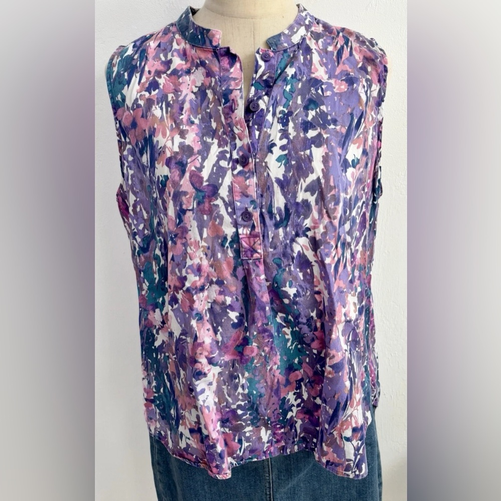 Westbound Floral Button-Front Blouse - Purple and Pink